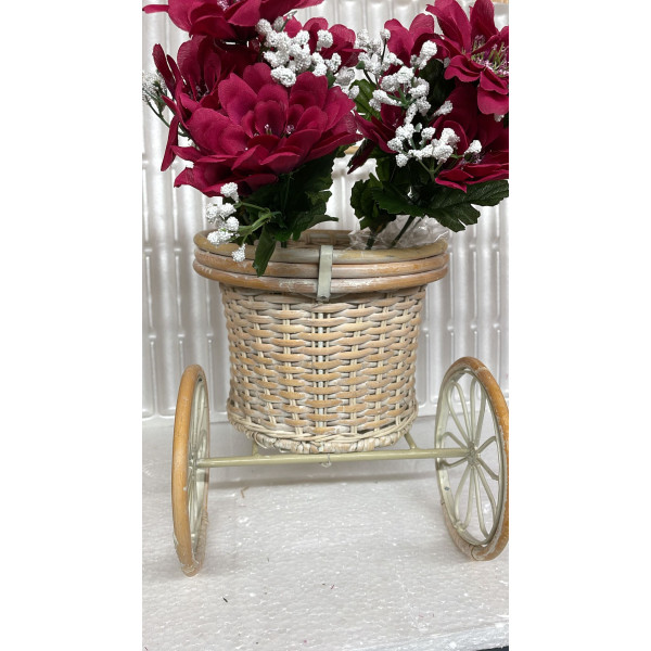 RATTAN RTICYCLE WITH POT GOOD QUALITY H12" X12"