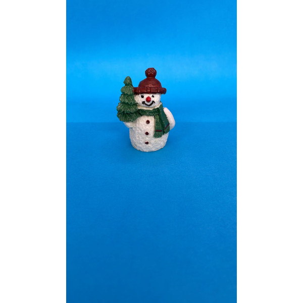 CERAMIC 1.5" SNOWMAN WITH TREE