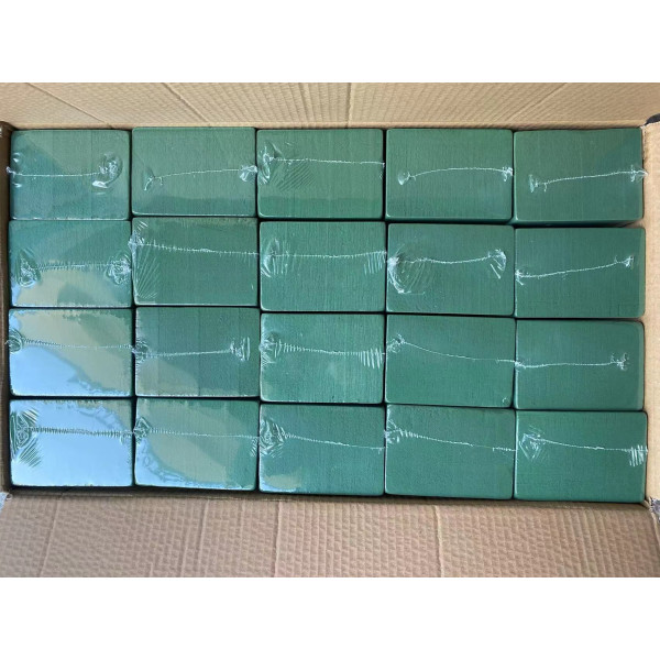 DRY FLORAL FOAM BRICK, GREEN Shrink-wrapped