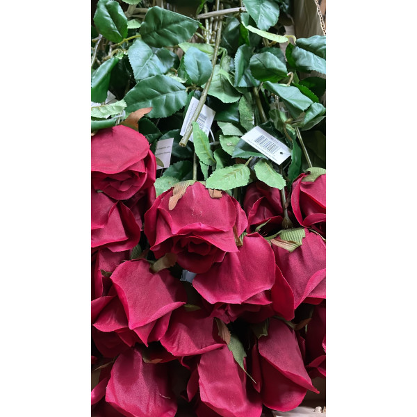 LONGSTEM SINGLE STYLE RED ROSE WITH LEAVES