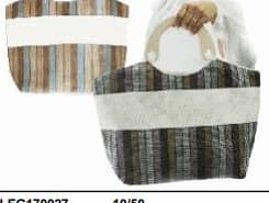 BAG W/WOODEN HNDLE, LINING ,ZIPPER 45 x 28 x 15 cm BAMBOO