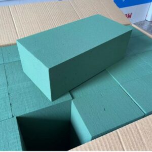 wet FLORAL FOAM BRICK, GREEN Shrink-wrapped.
